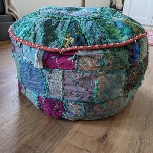 Colorful decorative boho pouf